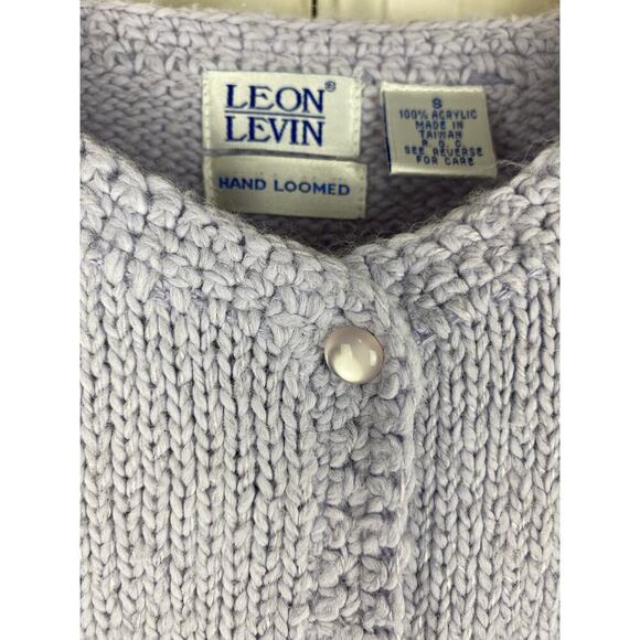 Leon Levin Women's S Lavendar Purple Hand Loomed Button Up Cardigan Sweater - Picture 2 of 5